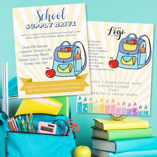 Rucksack-Spendenaktion für die Kirchenschule Flyer