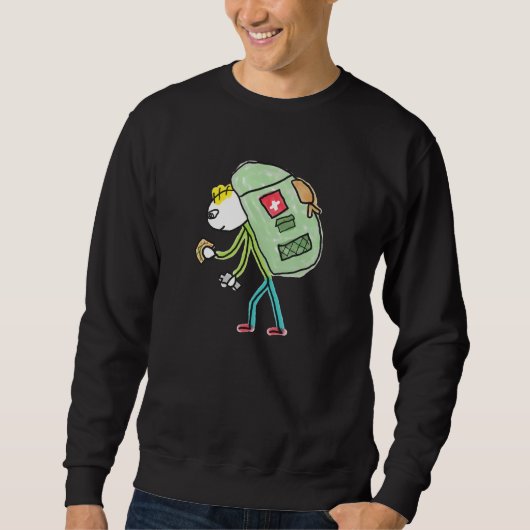 Rucksack-Strichmännchen Sweatshirt (Vorderseite)