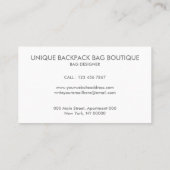 Rucksack-Tasche Visitenkarte (Rückseite)