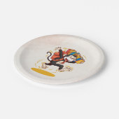 Rucksack und Buchspass für den Cartoon der Affen Pappteller (Schrägansicht)