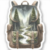 Rucksack Wald Wasserfall Vinyl Aufkleber | Dekor (Vorderseite)