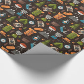 Rucksack-Zelt-Bushcraft-Camping-Muster 2 Geschenkpapier (Ecke)