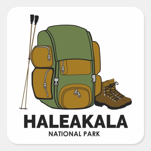 Rucksack zum Haleakala Nationalpark Quadratischer Aufkleber (Vorderseite)