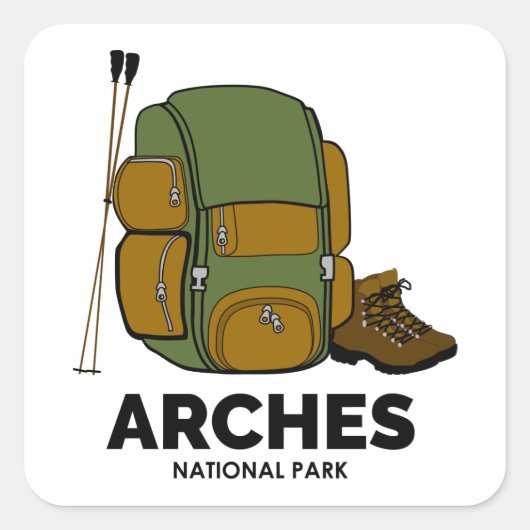 Rucksack zum Nationalpark Arches Quadratischer Aufkleber (Vorderseite)