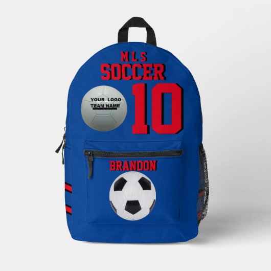 Rucksäcke aus dem Fußball, blau, personalisiert (Vorderseite)