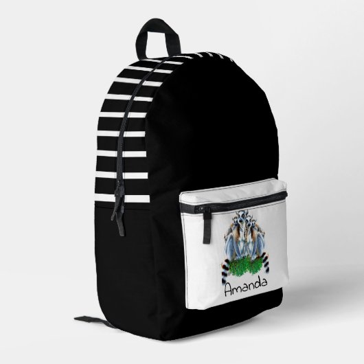 Rucksäcke für Personalisierte Lemuren in Schwarz u (Rückseitige Ecke links)