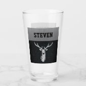 Rucksackname Hirsche Jagd Silberschwarz Glas (Rückseite)