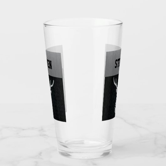 Rucksackname Hirsche Jagd Silberschwarz Glas (Links)