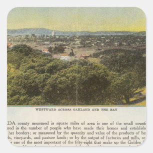 Rückseite Alameda County, Oakland und die Bucht Quadratischer Aufkleber