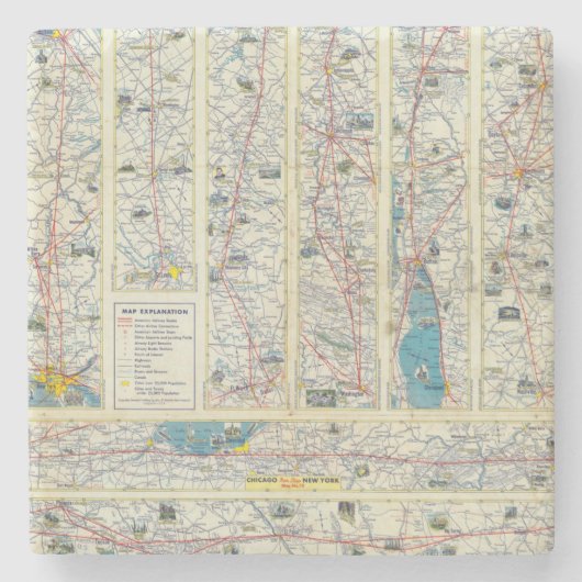 Rückseite-American Airlines-Systemskarte Steinuntersetzer (Vorderseite)