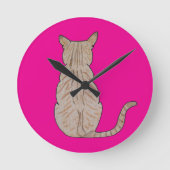 Rückseite der Katze Hot Pink Runde Wanduhr (Vorderseite)