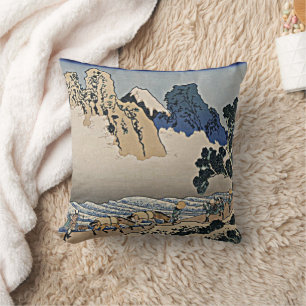 Rückseite des Fuji-Berges vom Minobu-Fluss Hokusai Kissen
