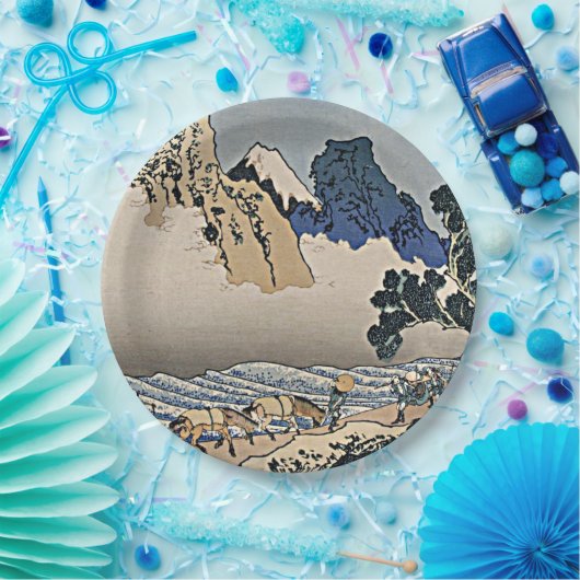 Rückseite des Fuji-Berges vom Minobu-Fluss Hokusai Pappteller (Party)