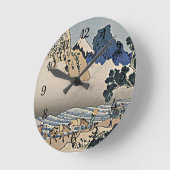 Rückseite des Fuji-Berges vom Minobu-Fluss Hokusai Runde Wanduhr (Winkel)