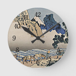 Rückseite des Fuji-Berges vom Minobu-Fluss Hokusai Runde Wanduhr