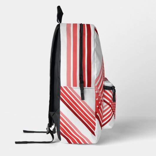 Rückseite - rote Streifen überkreuzt Bedruckter Rucksack (Links)