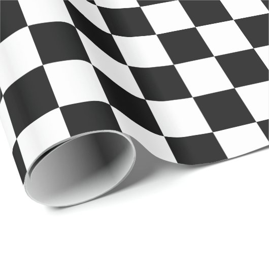 Rückseite Schwarz/Weiß-Kontrast-Prüfplatine-Muster Geschenkpapier (Rolleneckpunkt)