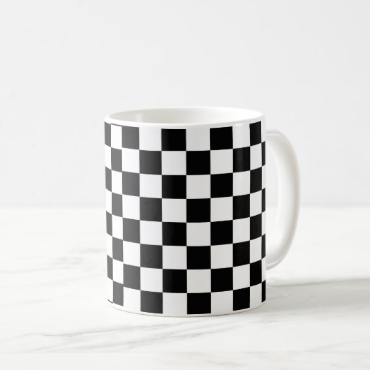 Rückseite Schwarz/Weiß-Kontrast-Prüfplatine-Muster Kaffeetasse (VorderseiteRechts)