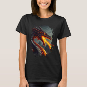 Rückseitendruck Schrecklicher feuerspeiender Feuer T-Shirt