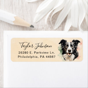 Rücksende-Adresse Etikett Border Collie Hund