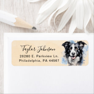 Rücksende-Adresse Etikett Border Collie Hund