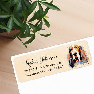 Rücksende-Adresse-Etikett für Basset Hound