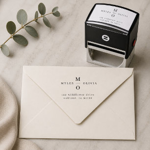 Rücksende-Adressstempel Hochzeitspaar-Monogramm Permastempel
