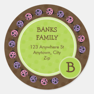 RÜCKSENDEADRESSE-AUFKLEBER:: Marienkäferkreis 4 Runder Aufkleber