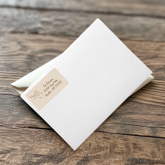 Rücksendeadresse aus Gold und Beige Angel Adressaufkleber