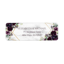 Rücksendeadresse aus Lila Marmor, geometrisch, gol