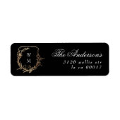 Rücksendeadresse aus schwarzem Gold in Monogramm (Vorne)