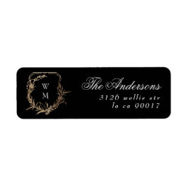 Rücksendeadresse aus schwarzem Gold in Monogramm