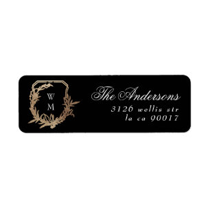 Rücksendeadresse aus schwarzem Gold in Monogramm