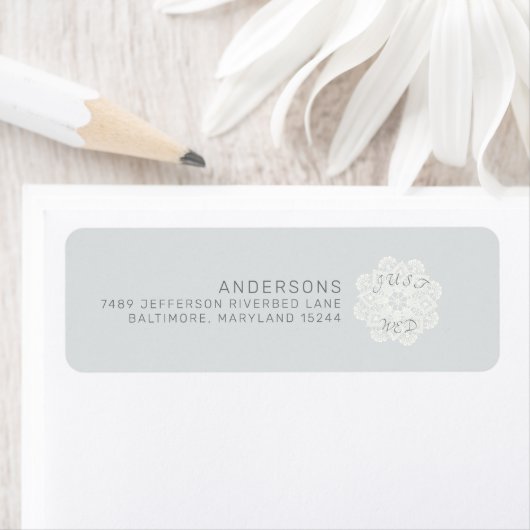 Rücksendeadresse "Bale Grey Doily Just Wed" (Insitu)