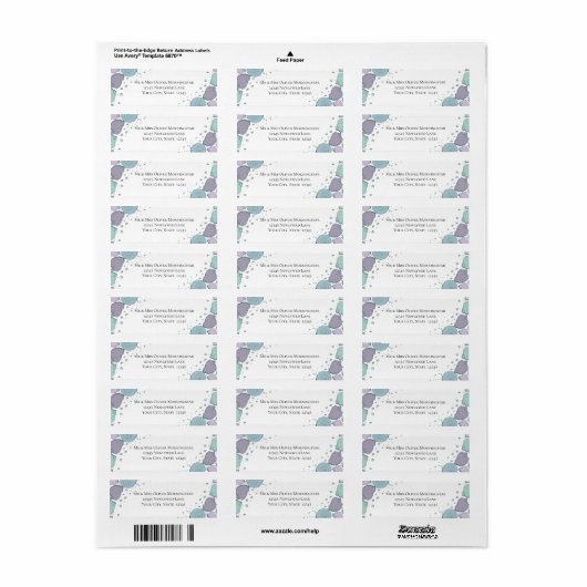 Rücksendeadresse Beach Seashells Lilac Dusty Blue (Vorne)