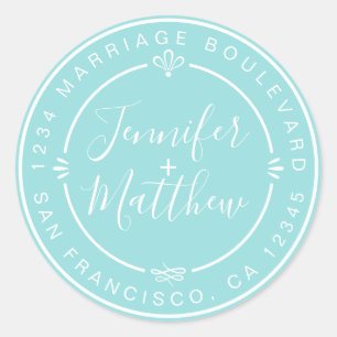 Rücksendeadresse Blau Runder Aufkleber