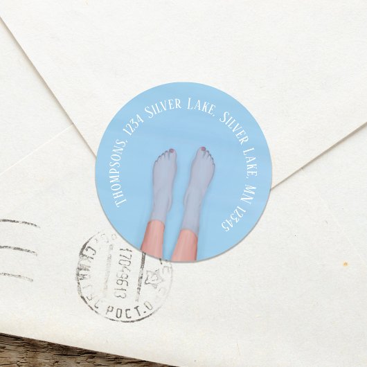 Rücksendeadresse Blue Water Beach Custom Runder Aufkleber