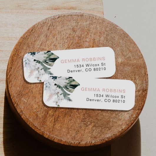 Rücksendeadresse Blush Pink Tropical Palm Pampas