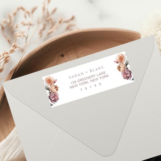 Rücksendeadresse Boho Lila und Peach Garden