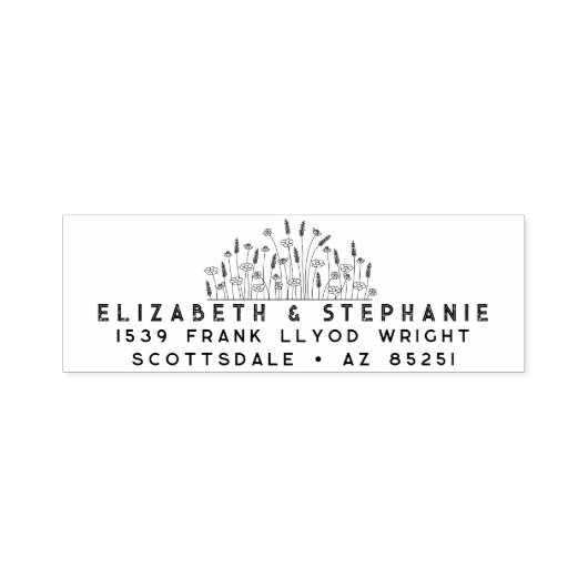 Rücksendeadresse Boho Wildblumen Monogram Custom Permastempel (Design)