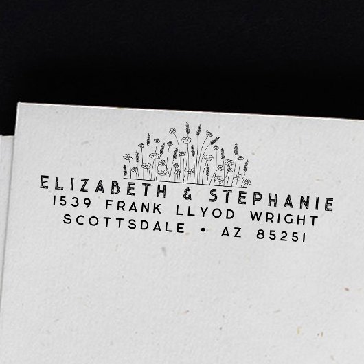 Rücksendeadresse Boho Wildblumen Monogram Custom Permastempel