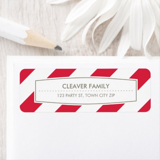 RÜCKSENDEADRESSE breite Streifen Muster hell rot (Insitu)