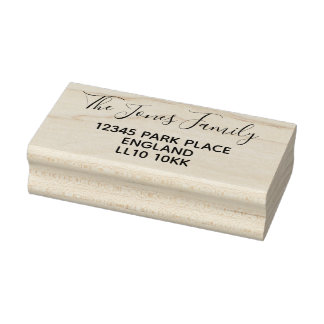 Rücksendeadresse Briefmarke aus Holz Gummistempel