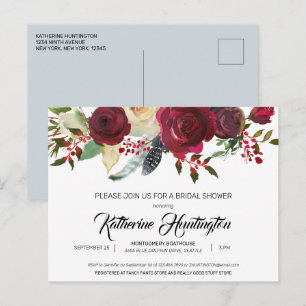 Rücksendeadresse Burgundy Bloom Bloral Postkarte
