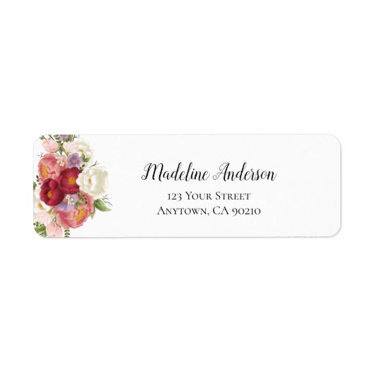Rücksendeadresse Burgundy Blush Bloral Peony Custo (Vorne)