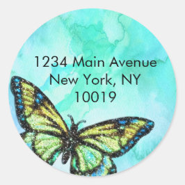 Rücksendeadresse Butterfly Türkisch lackiert Runder Aufkleber