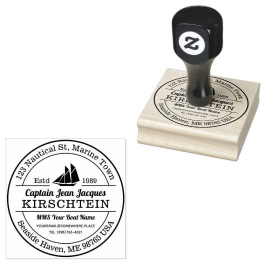 Rücksendeadresse Captain Boat Yacht Nautic Marine Gummistempel (Stempel)
