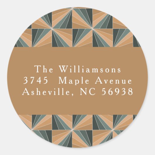 Rücksendeadresse "Christmas Green Vintag Art Deco" Runder Aufkleber (Vorderseite)