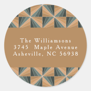 Rücksendeadresse "Christmas Green Vintag Art Deco" Runder Aufkleber