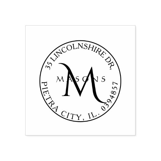 Rücksendeadresse Cinzel Monogram Gummistempel (Prägung)